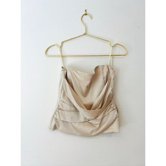 BCBG Maxazria Women’s Strapless Tan Bustier Zip Corset Cropped Top, Size S - Picture 5 of 8